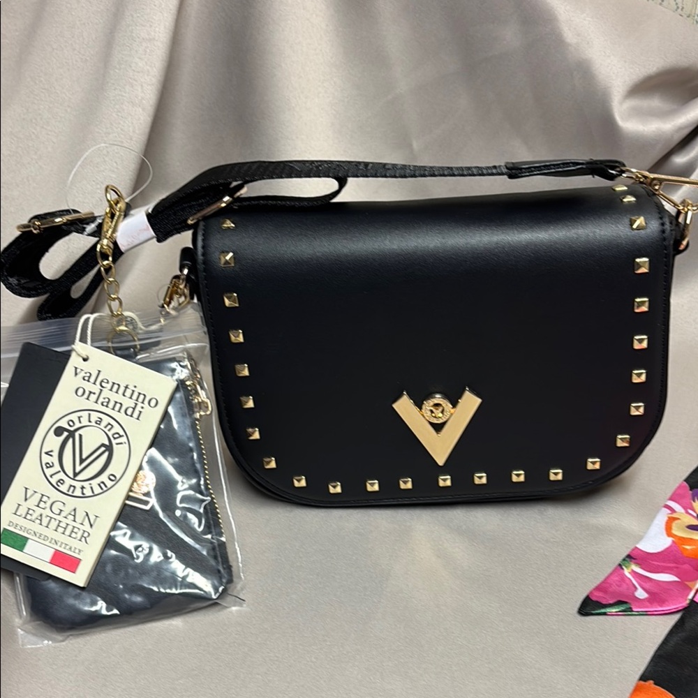 Valentino Orlandi Black Vegan Leather Bag w/ Wallet